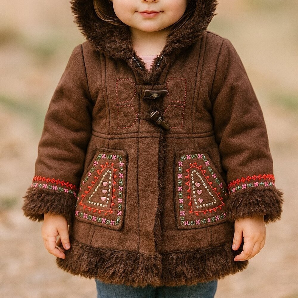 Nannette Kids Coat Winter Faux Fur 12 Months 90s Y2K